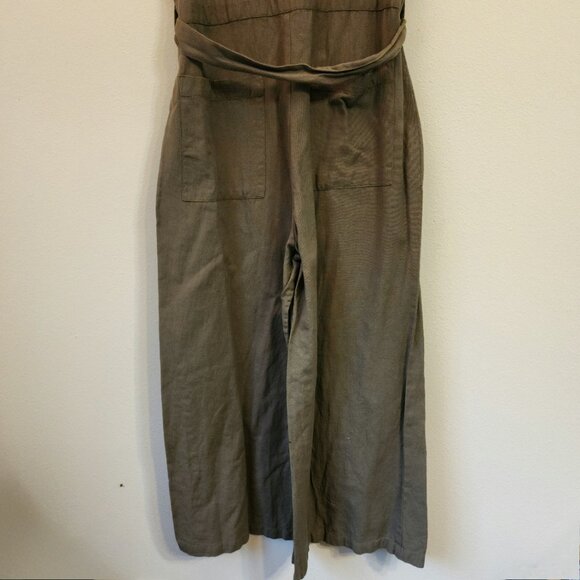 The Shanty corporation Cotton Flax Utility Slvless Jumpsuit Green Women S Chic - Picture 14 of 16